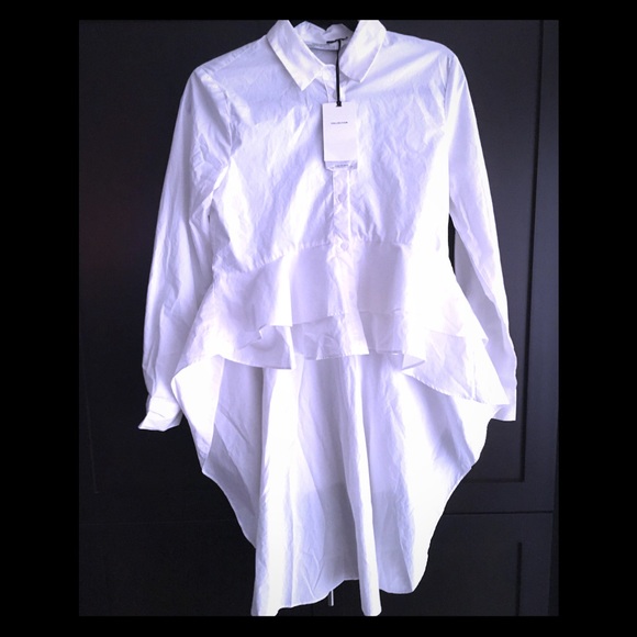 Zara Tops - 🆕COTTON TUXEDO FRILL SHIRT🆕